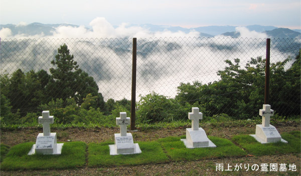 雨上がりの霊園墓地の写真